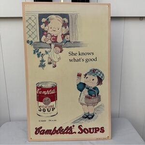 1993 Campbell’s Soup Metal Sign “She Knows” #5 of 20 Vintage AAA Co